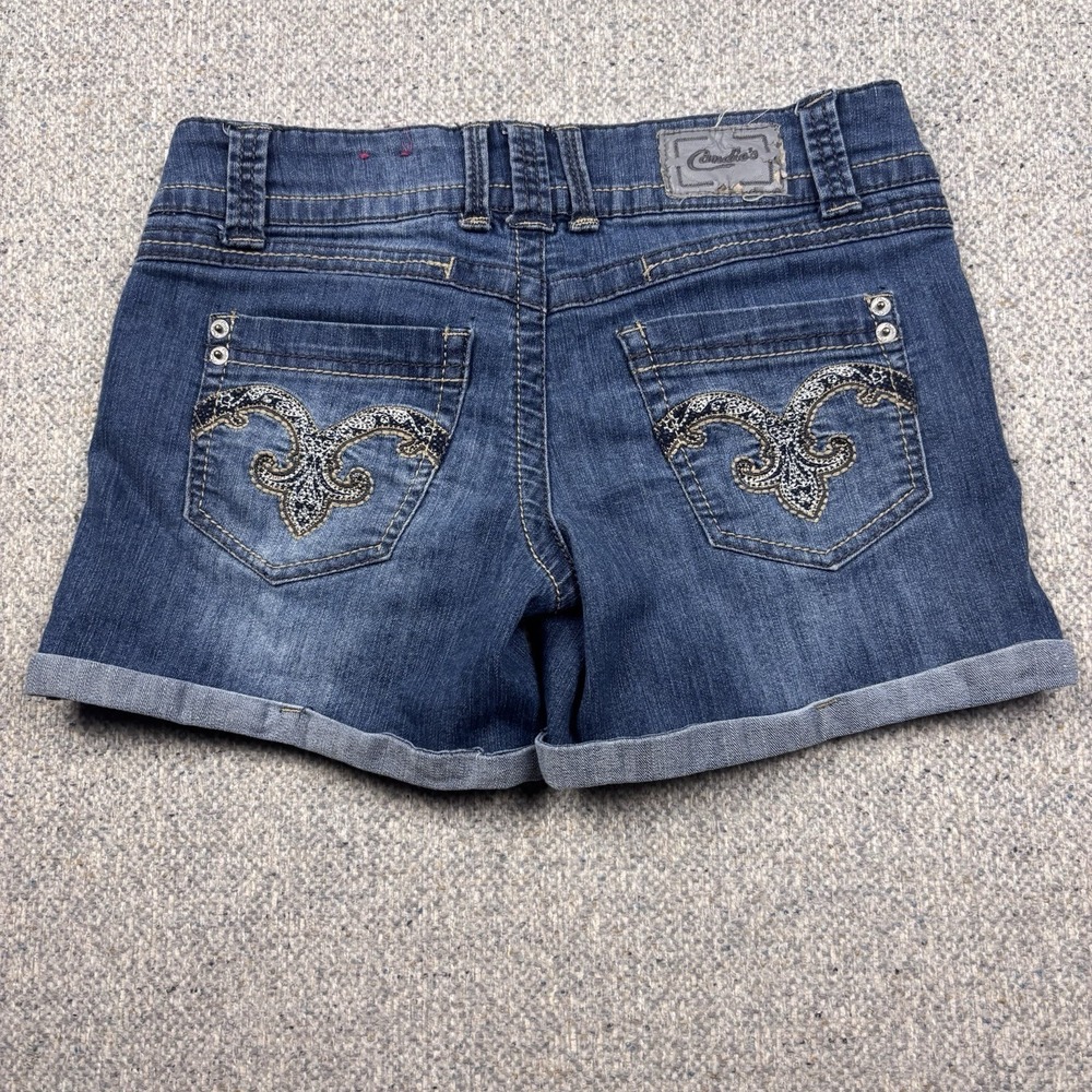 CANDIES Cuffed Hem High-Waisted Blue Denim Jean Shorts